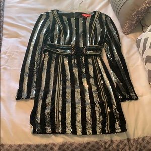 Black & Silver Sequin Mini Dress